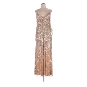 Mac Duggal Sequin Spaghetti Strap Gown in Champagne 16